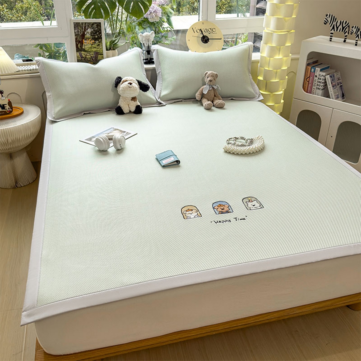 91家纺网 家纺一手货源 找家纺 （总）莱家富 2026新款可机洗冰豆豆冰丝席凉席a类母婴级凉感值过0.21夏天床笠款软席子夏季