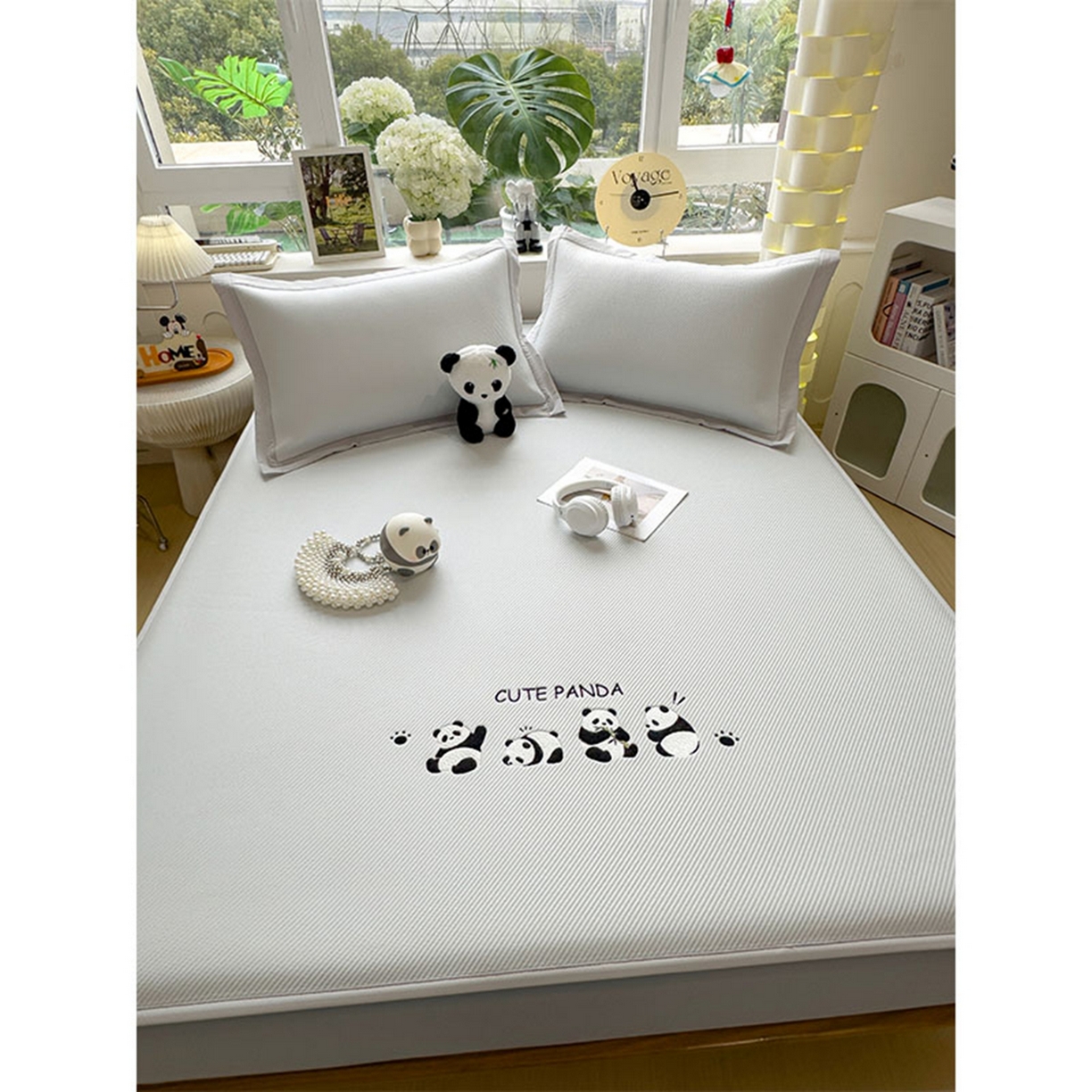 91家纺网 家纺一手货源 找家纺 莱家富 2026新款可机洗冰豆豆冰丝席凉席a类母婴级凉感值过0.21夏天床笠款软席子夏季 床笠款-熊猫团子