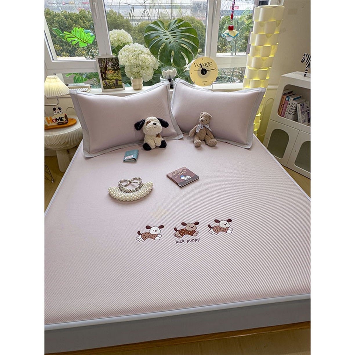 91家纺网 家纺一手货源 找家纺 莱家富 2026新款可机洗冰豆豆冰丝席凉席a类母婴级凉感值过0.21夏天床笠款软席子夏季 床笠款-趴趴狗