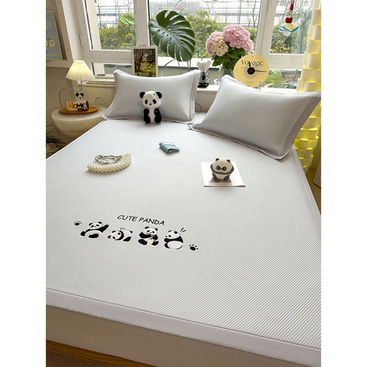 91家纺网 家纺一手货源 找家纺 莱家富 2026新款可机洗冰豆豆冰丝席凉席a类母婴级凉感值过0.21夏天床笠款软席子夏季 床席款-熊猫团子