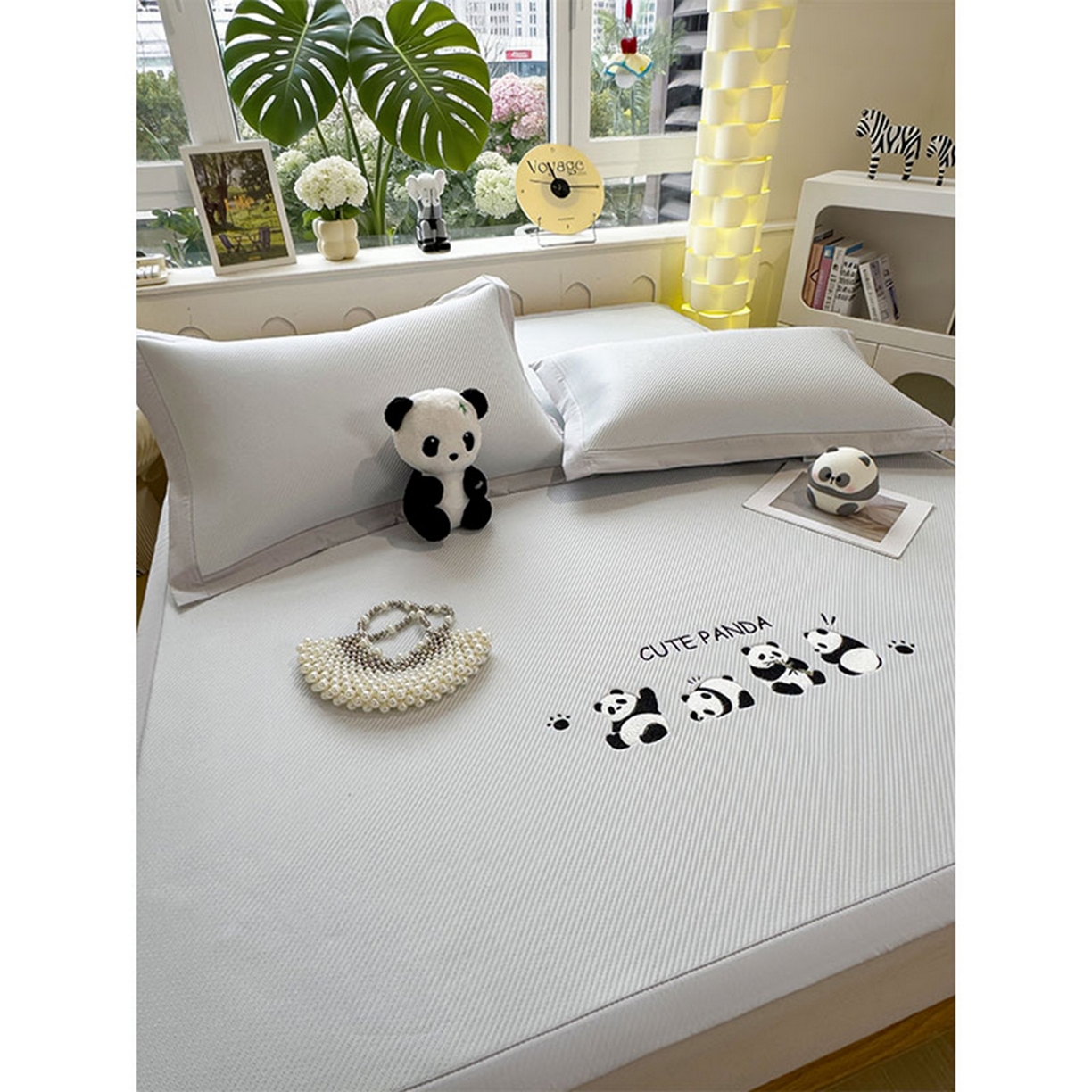 91家纺网 家纺一手货源 找家纺 莱家富 2026新款可机洗冰豆豆冰丝席凉席a类母婴级凉感值过0.21夏天床笠款软席子夏季 床席款-熊猫团子