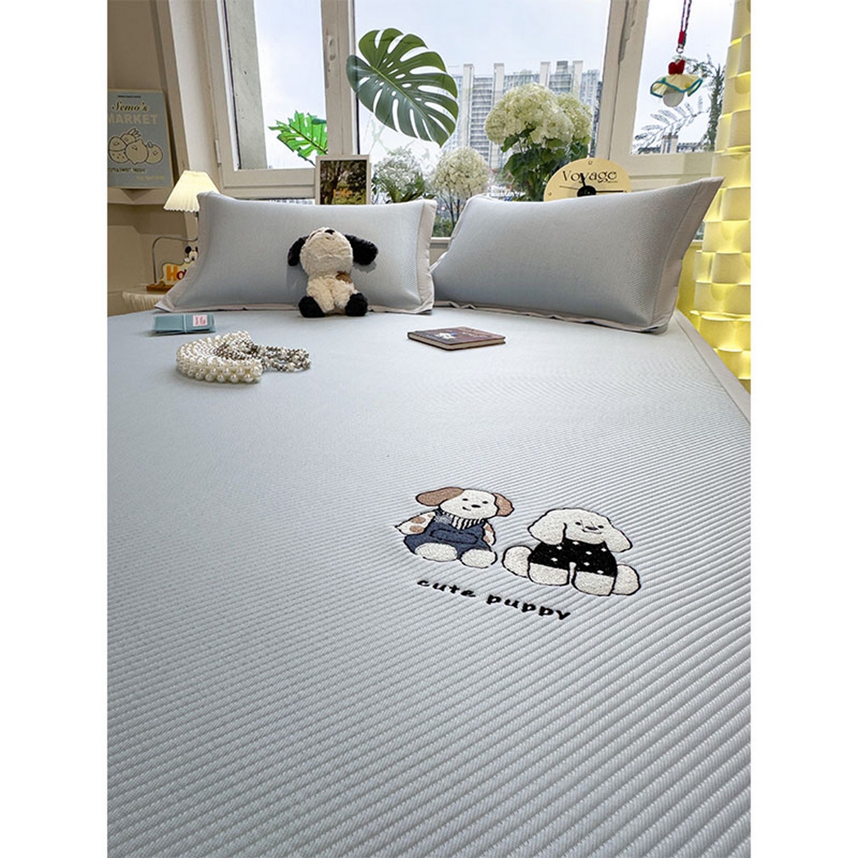 91家纺网 家纺一手货源 找家纺 莱家富 2026新款可机洗冰豆豆冰丝席凉席a类母婴级凉感值过0.21夏天床笠款软席子夏季 床席款-可爱小狗