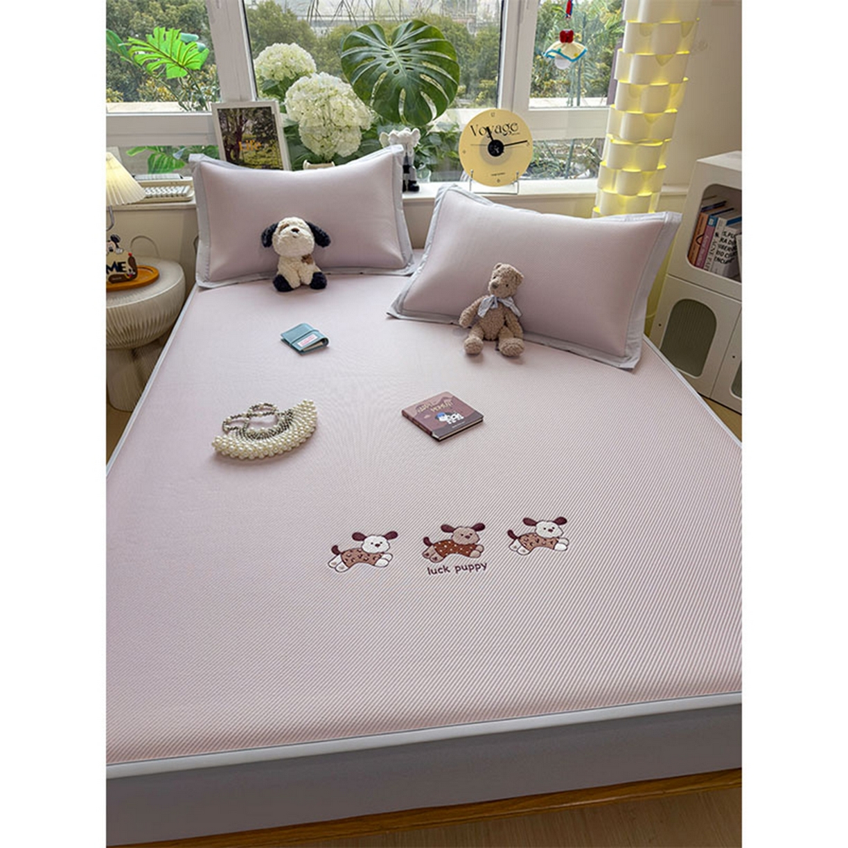 91家纺网 家纺一手货源 找家纺 莱家富 2026新款可机洗冰豆豆冰丝席凉席a类母婴级凉感值过0.21夏天床笠款软席子夏季 床笠款-趴趴狗