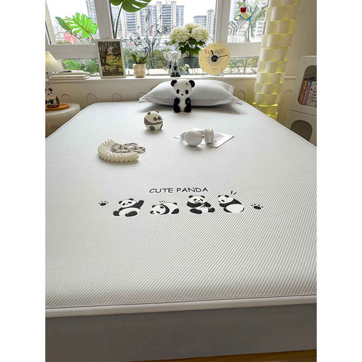 91家纺网 家纺一手货源 找家纺 莱家富 2026新款可机洗冰豆豆冰丝席凉席a类母婴级凉感值过0.21夏天床笠款软席子夏季 床笠款-熊猫团子