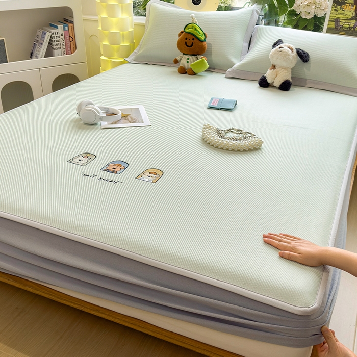 莱家富 2026新款可机洗冰豆豆冰丝席凉席a类母婴级凉感值过0.21夏天床笠款软席子夏季 床笠款-萌趣时光