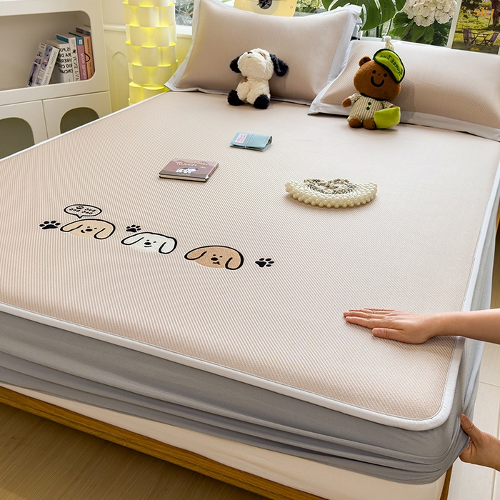 莱家富 2026新款可机洗冰豆豆冰丝席凉席a类母婴级凉感值过0.21夏天床笠款软席子夏季 床笠款-汪汪线条狗
