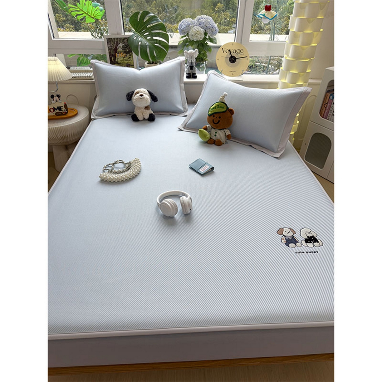 91家纺网 家纺一手货源 找家纺 莱家富 2026新款可机洗冰豆豆冰丝席凉席a类母婴级凉感值过0.21夏天床笠款软席子夏季 床笠款-可爱小狗