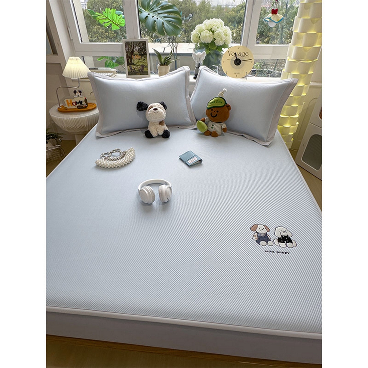 91家纺网 家纺一手货源 找家纺 莱家富 2026新款可机洗冰豆豆冰丝席凉席a类母婴级凉感值过0.21夏天床笠款软席子夏季 床笠款-可爱小狗