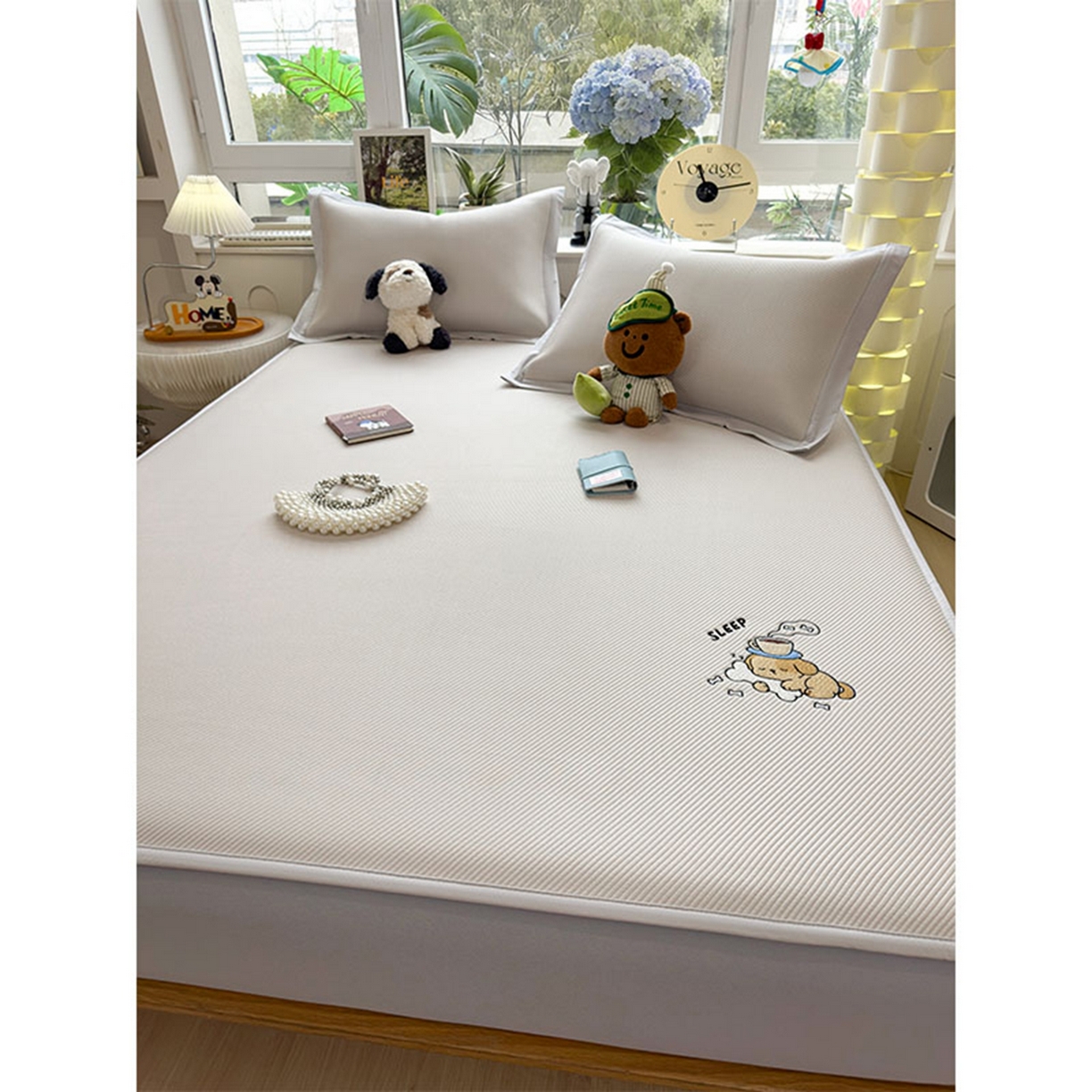 91家纺网 家纺一手货源 找家纺 莱家富 2026新款可机洗冰豆豆冰丝席凉席a类母婴级凉感值过0.21夏天床笠款软席子夏季 床笠款-贪吃小狗