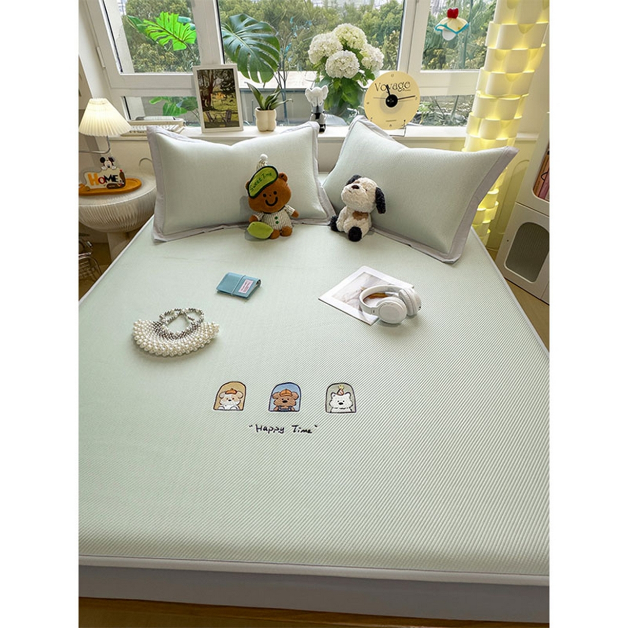 91家纺网 家纺一手货源 找家纺 莱家富 2026新款可机洗冰豆豆冰丝席凉席a类母婴级凉感值过0.21夏天床笠款软席子夏季 床笠款-萌趣时光