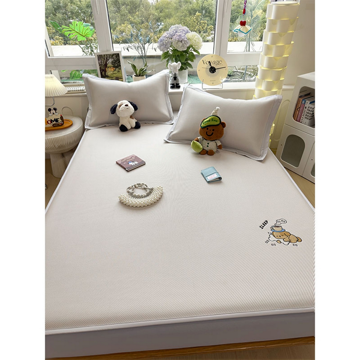 91家纺网 家纺一手货源 找家纺 莱家富 2026新款可机洗冰豆豆冰丝席凉席a类母婴级凉感值过0.21夏天床笠款软席子夏季 床笠款-贪吃小狗