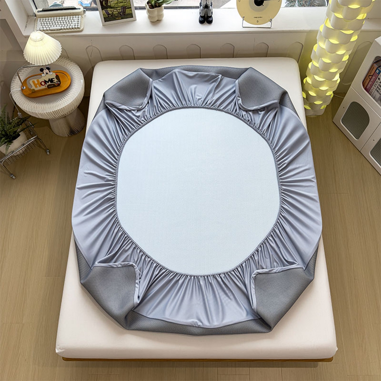 91家纺网 家纺一手货源 找家纺 莱家富 2026新款可机洗冰豆豆冰丝席凉席a类母婴级凉感值过0.21夏天床笠款软席子夏季 床笠款-可爱小狗