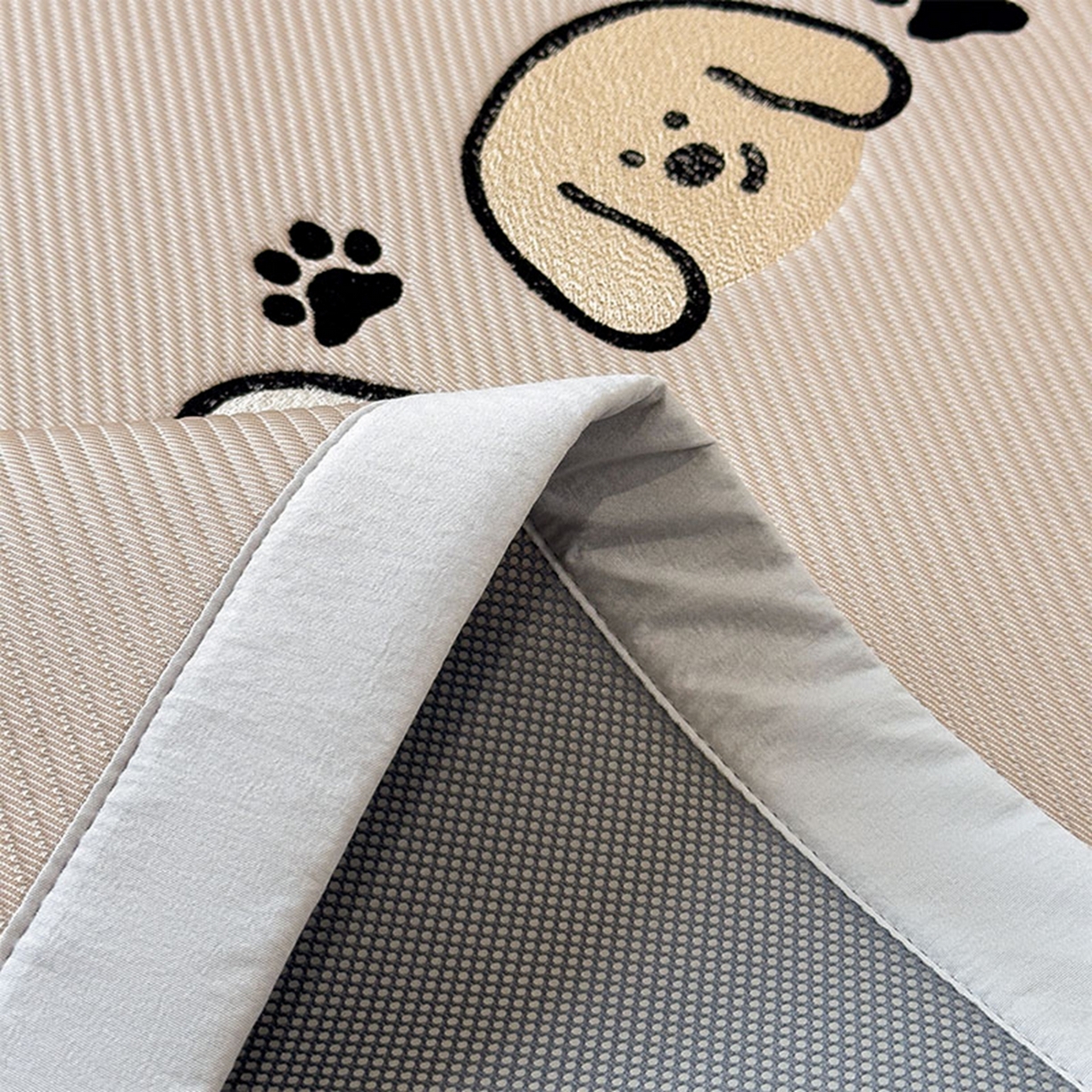 91家纺网 家纺一手货源 找家纺 莱家富 2026新款可机洗冰豆豆冰丝席凉席a类母婴级凉感值过0.21夏天床笠款软席子夏季 床席款-汪汪线条狗