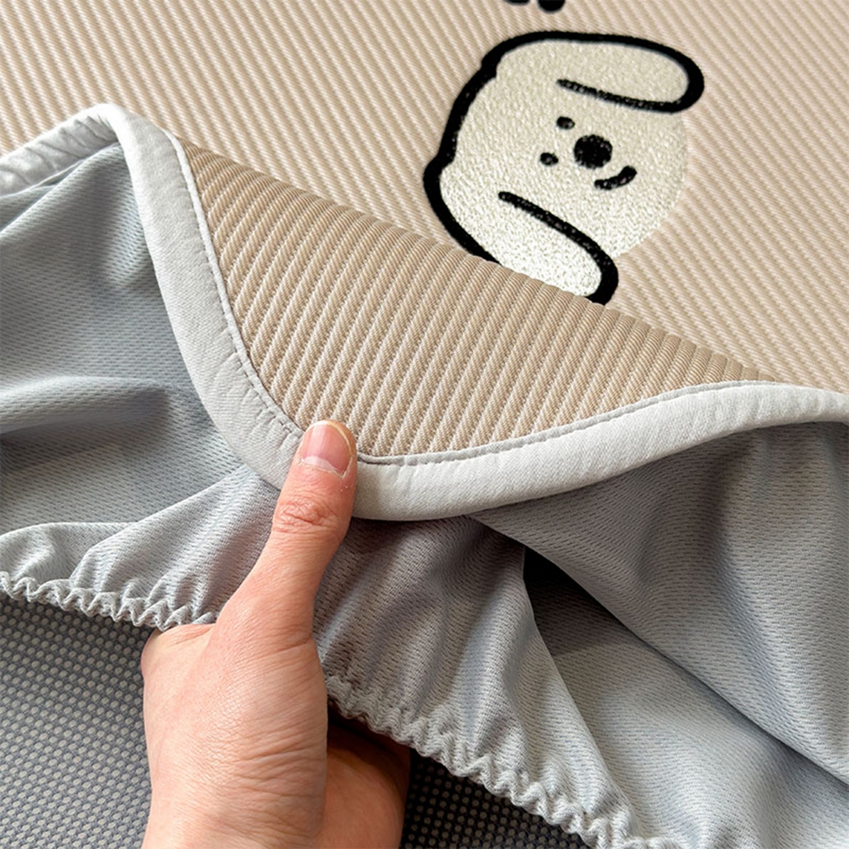 91家纺网 家纺一手货源 找家纺 莱家富 2026新款可机洗冰豆豆冰丝席凉席a类母婴级凉感值过0.21夏天床笠款软席子夏季 床笠款-汪汪线条狗