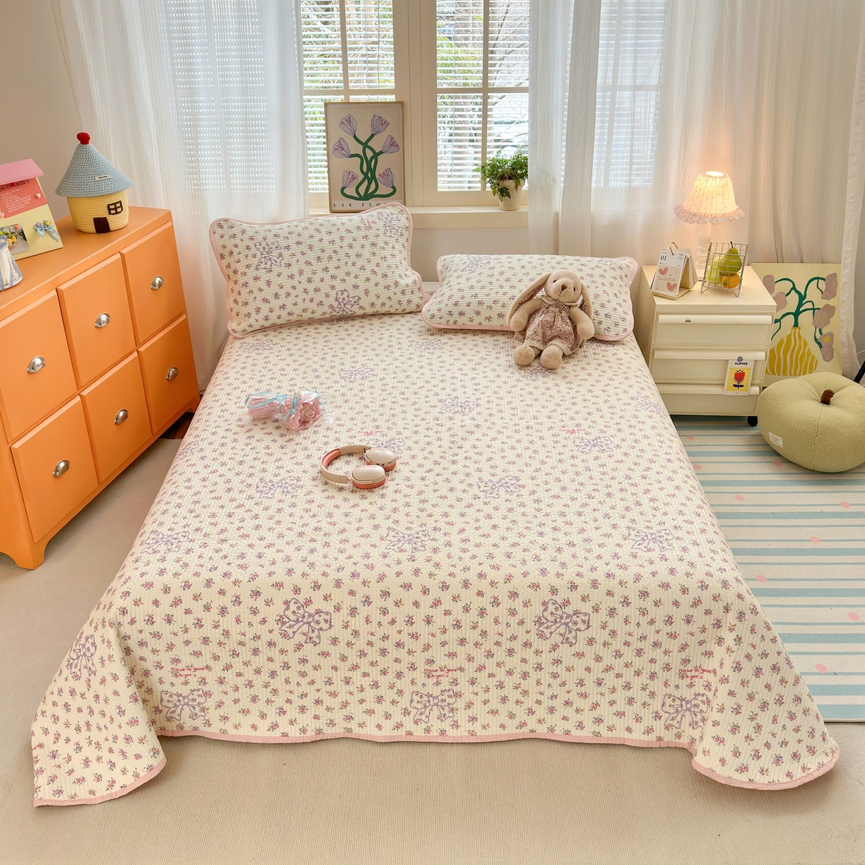 91家纺网 家纺一手货源 找家纺 云玲时尚 2026新款三角针泡芙夏被四件套系列 繁花