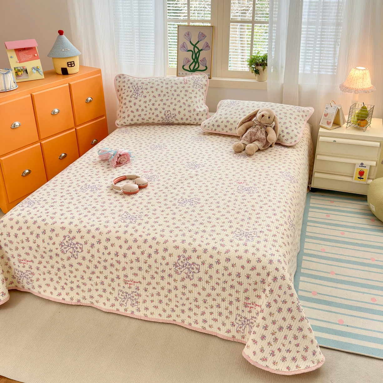 91家纺网 家纺一手货源 找家纺 云玲时尚 2026新款三角针泡芙夏被四件套系列 繁花