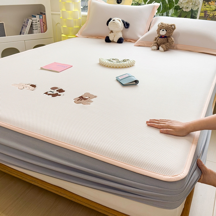 莱家富 2026新款可机洗冰豆豆冰丝席凉席a类母婴级凉感值过0.21夏天床笠款软席子夏季 床笠款-软萌小熊