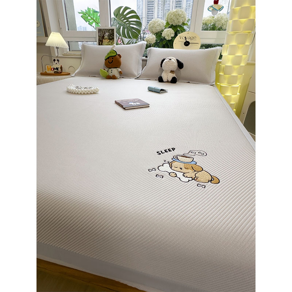 91家纺网 家纺一手货源 找家纺 莱家富 2026新款可机洗冰豆豆冰丝席凉席a类母婴级凉感值过0.21夏天床笠款软席子夏季 床席款-贪吃小狗