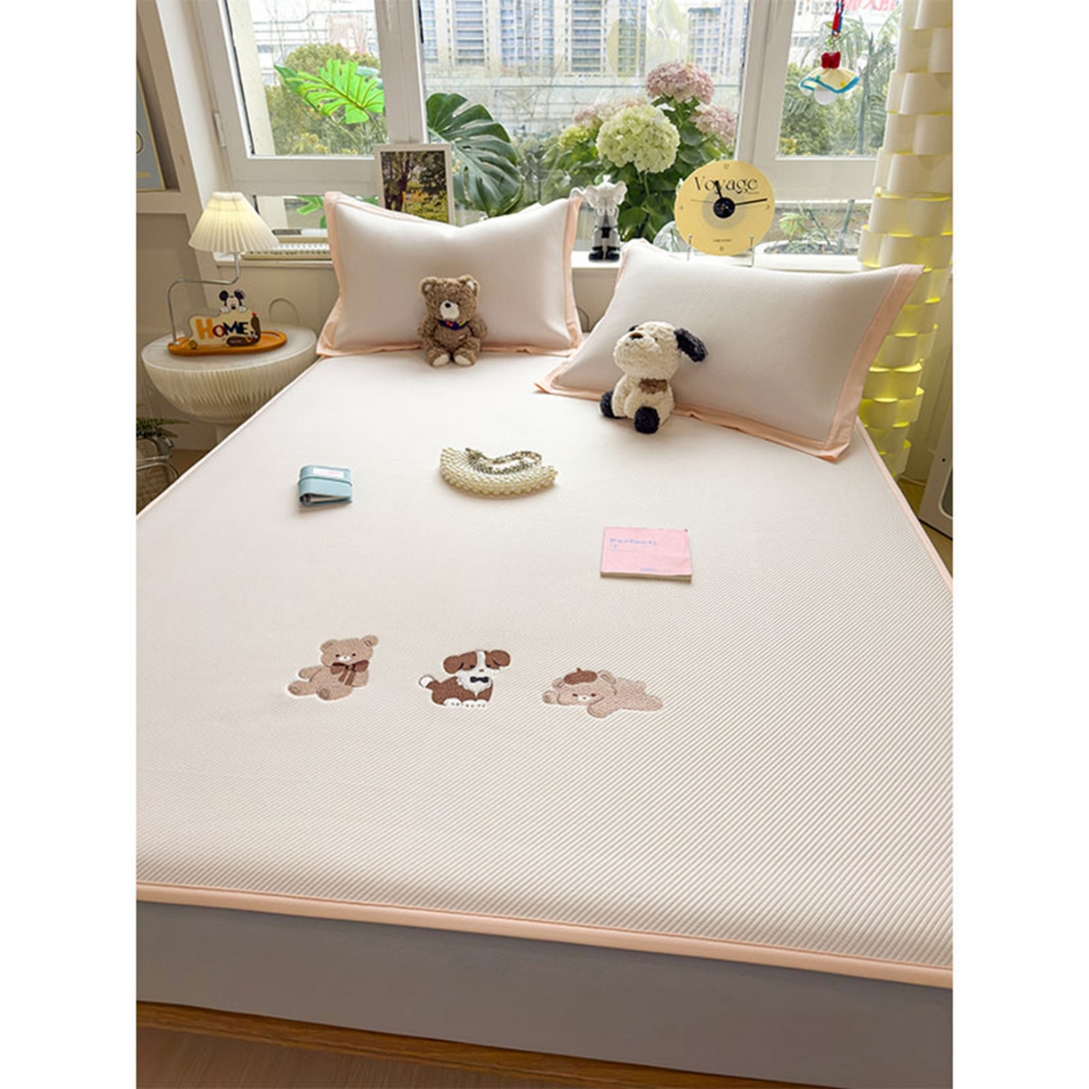 91家纺网 家纺一手货源 找家纺 莱家富 2026新款可机洗冰豆豆冰丝席凉席a类母婴级凉感值过0.21夏天床笠款软席子夏季 床笠款-软萌小熊