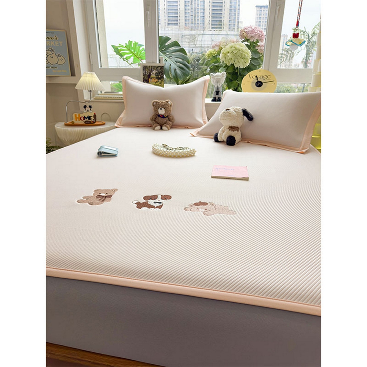 91家纺网 家纺一手货源 找家纺 莱家富 2026新款可机洗冰豆豆冰丝席凉席a类母婴级凉感值过0.21夏天床笠款软席子夏季 床笠款-软萌小熊