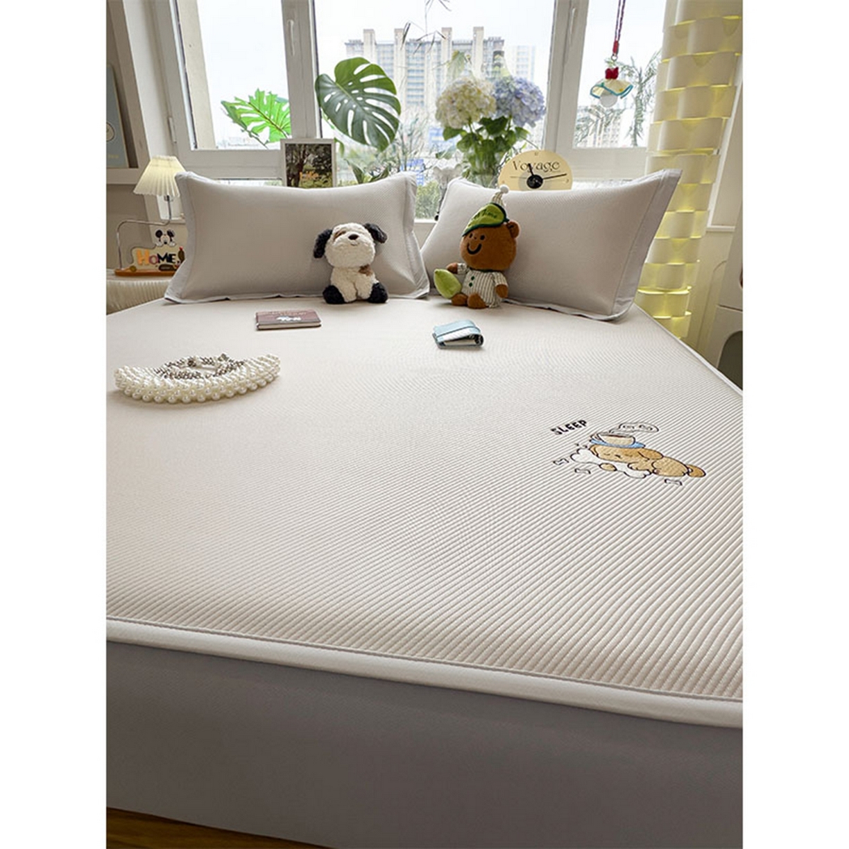 91家纺网 家纺一手货源 找家纺 莱家富 2026新款可机洗冰豆豆冰丝席凉席a类母婴级凉感值过0.21夏天床笠款软席子夏季 床笠款-贪吃小狗