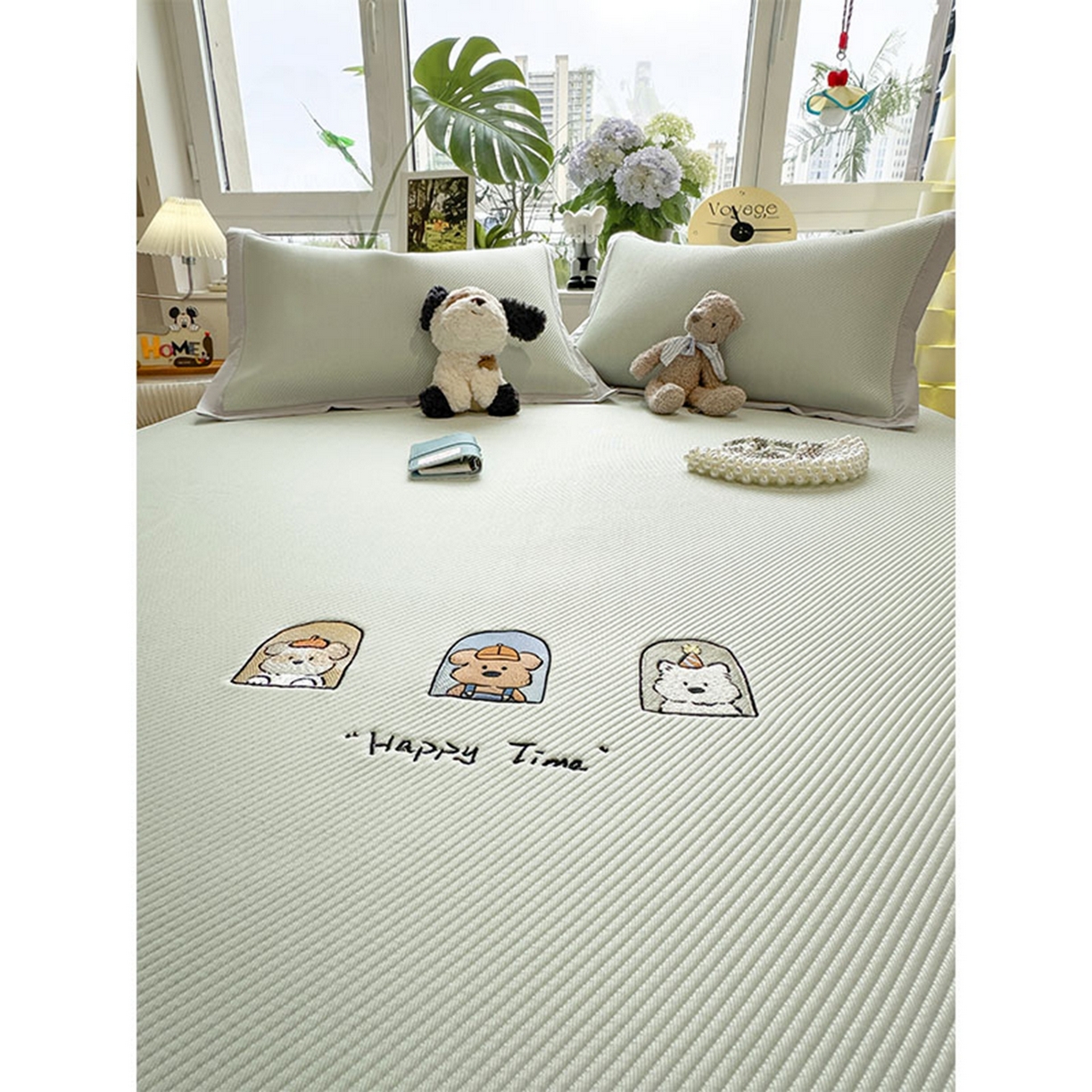 91家纺网 家纺一手货源 找家纺 莱家富 2026新款可机洗冰豆豆冰丝席凉席a类母婴级凉感值过0.21夏天床笠款软席子夏季 床席款-萌趣时光