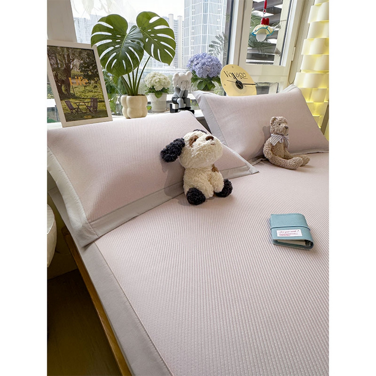 91家纺网 家纺一手货源 找家纺 莱家富 2026新款可机洗冰豆豆冰丝席凉席a类母婴级凉感值过0.21夏天床笠款软席子夏季 床席款-趴趴狗