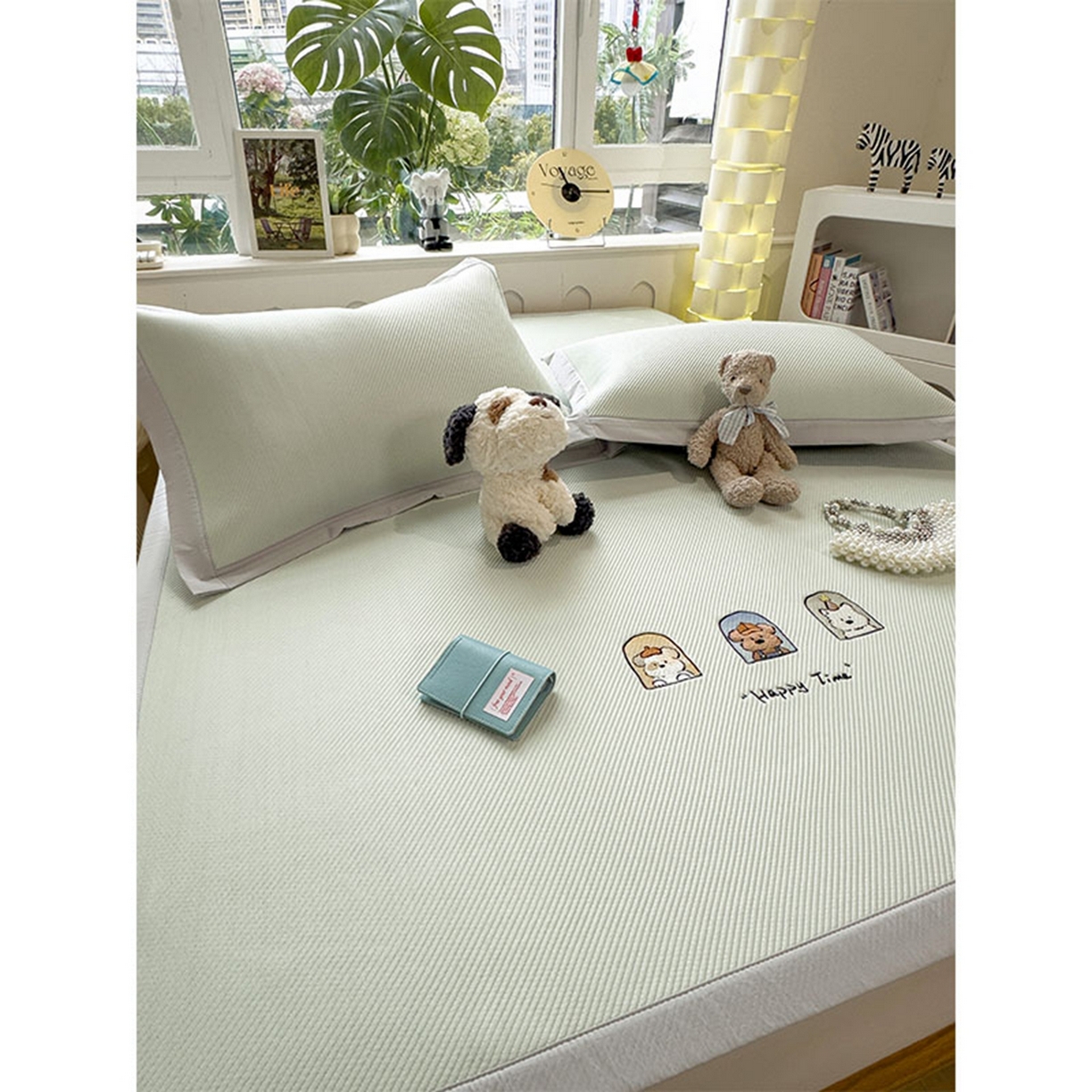 91家纺网 家纺一手货源 找家纺 莱家富 2026新款可机洗冰豆豆冰丝席凉席a类母婴级凉感值过0.21夏天床笠款软席子夏季 床席款-萌趣时光