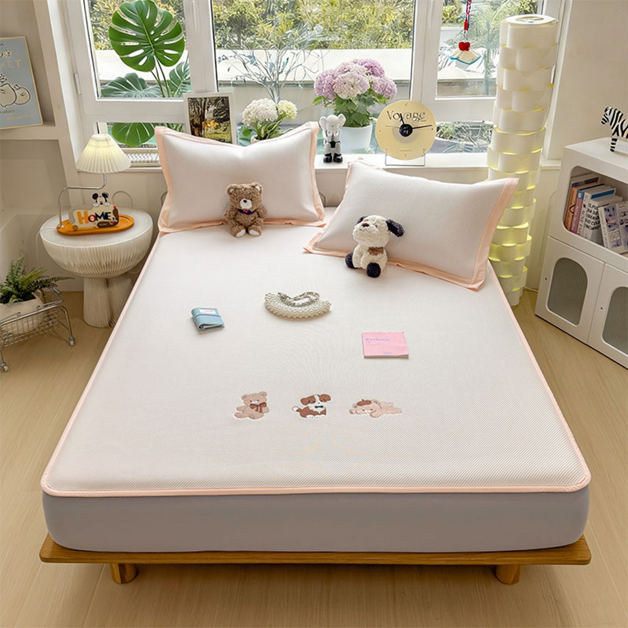 91家纺网 家纺一手货源 找家纺 莱家富 2026新款可机洗冰豆豆冰丝席凉席a类母婴级凉感值过0.21夏天床笠款软席子夏季 床笠款-软萌小熊