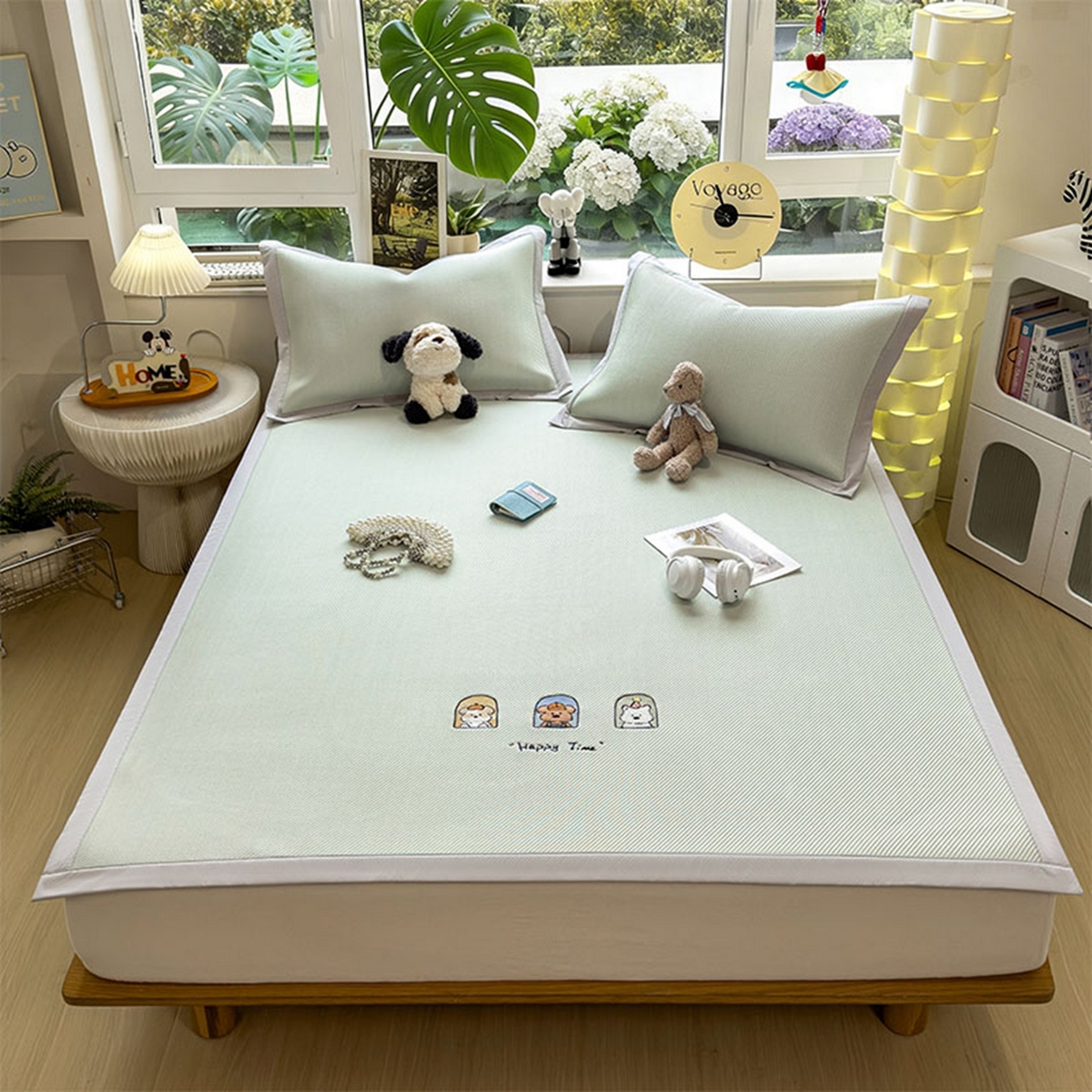 91家纺网 家纺一手货源 找家纺 莱家富 2026新款可机洗冰豆豆冰丝席凉席a类母婴级凉感值过0.21夏天床笠款软席子夏季 床席款-萌趣时光