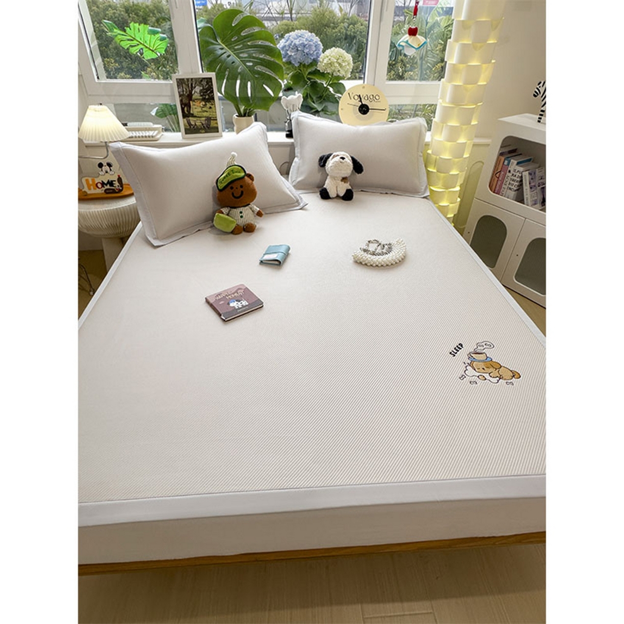 91家纺网 家纺一手货源 找家纺 莱家富 2026新款可机洗冰豆豆冰丝席凉席a类母婴级凉感值过0.21夏天床笠款软席子夏季 床席款-贪吃小狗