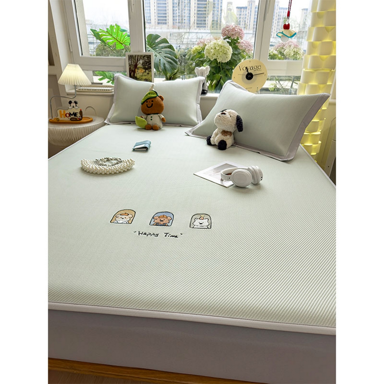 91家纺网 家纺一手货源 找家纺 莱家富 2026新款可机洗冰豆豆冰丝席凉席a类母婴级凉感值过0.21夏天床笠款软席子夏季 床笠款-萌趣时光