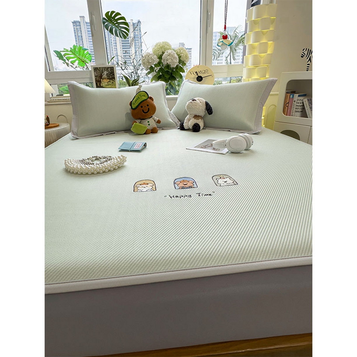 91家纺网 家纺一手货源 找家纺 莱家富 2026新款可机洗冰豆豆冰丝席凉席a类母婴级凉感值过0.21夏天床笠款软席子夏季 床笠款-萌趣时光