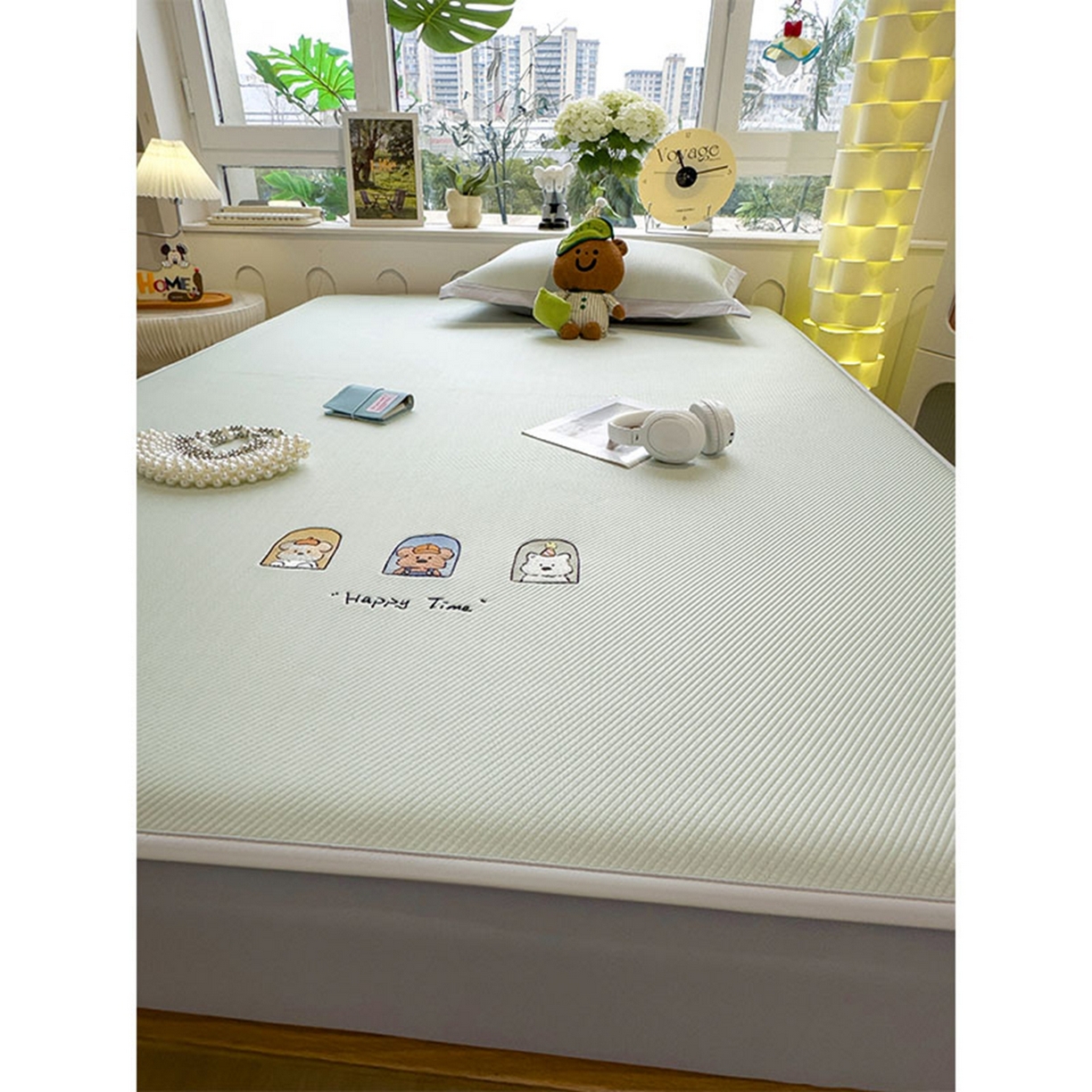 91家纺网 家纺一手货源 找家纺 莱家富 2026新款可机洗冰豆豆冰丝席凉席a类母婴级凉感值过0.21夏天床笠款软席子夏季 床笠款-萌趣时光