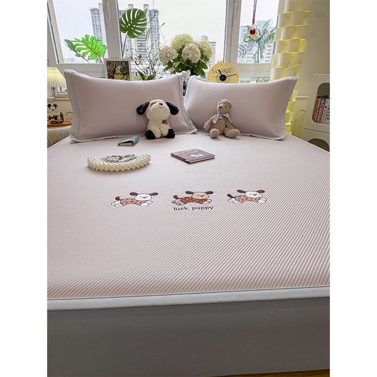 91家纺网 家纺一手货源 找家纺 莱家富 2026新款可机洗冰豆豆冰丝席凉席a类母婴级凉感值过0.21夏天床笠款软席子夏季 床笠款-趴趴狗