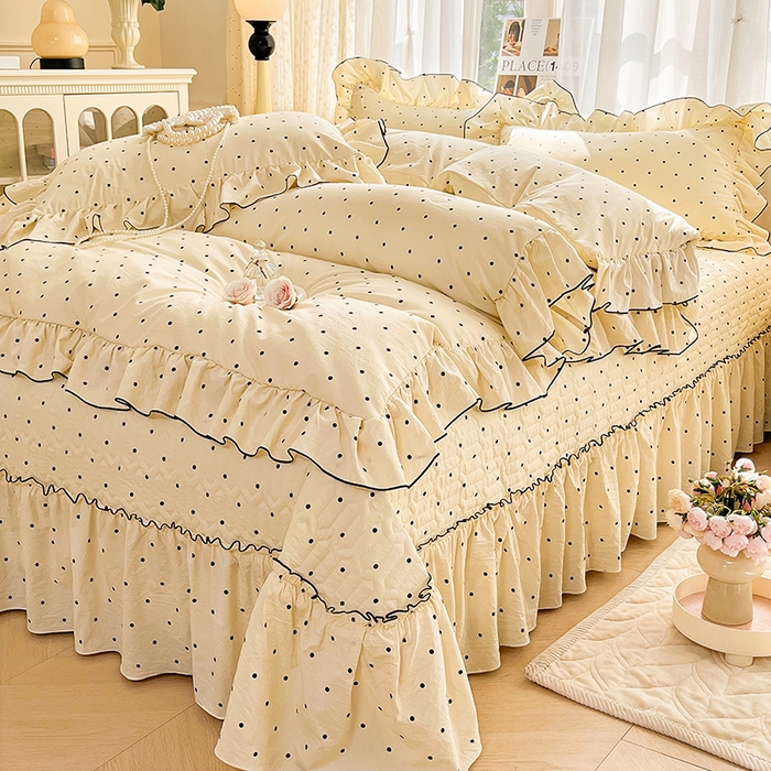 91家纺网 家纺一手货源 找家纺 （总）孟鑫家纺 2026韩版法式公主风水洗棉床盖款多功能二合一被套 夏被床盖四件套-小清新系列