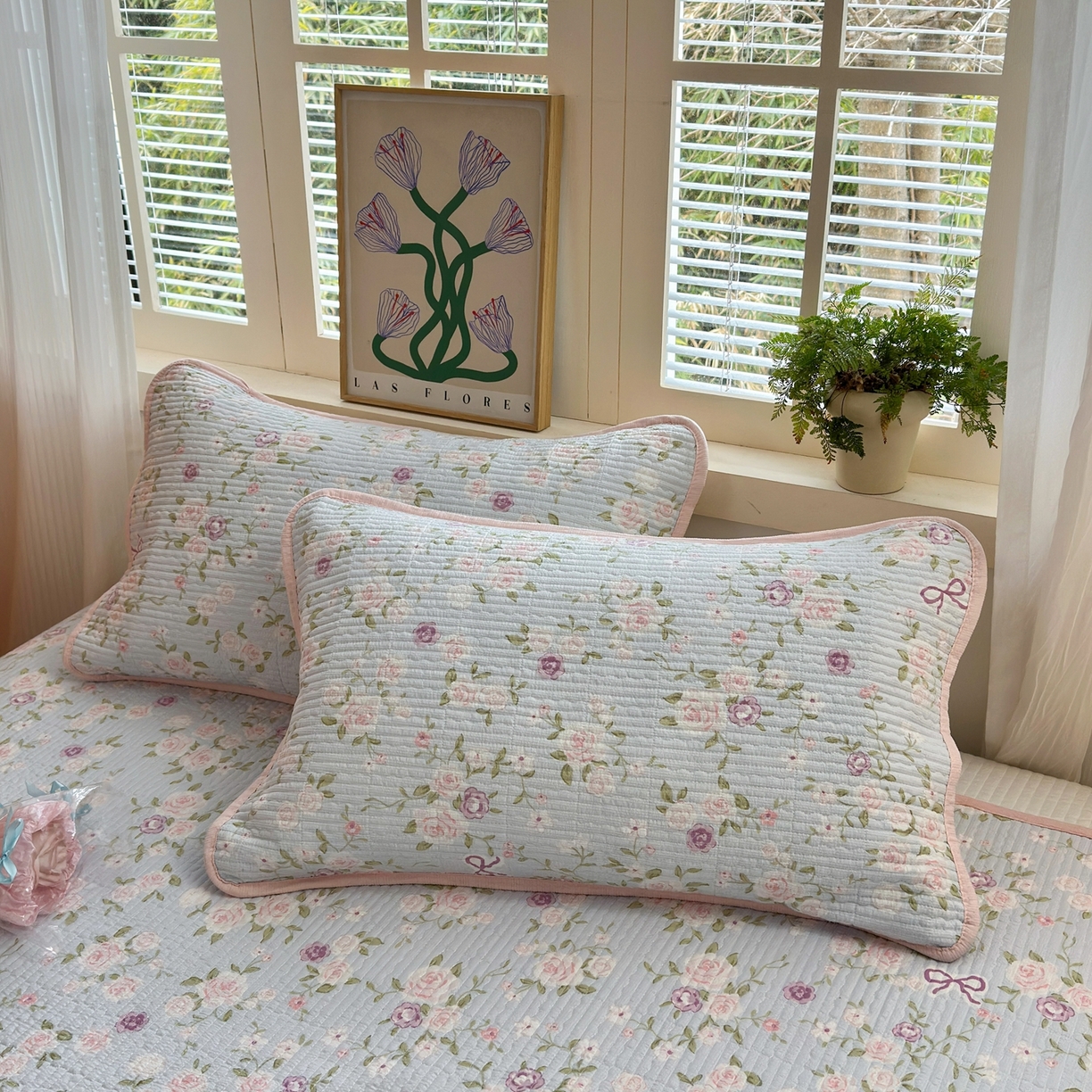 91家纺网 家纺一手货源 找家纺 云玲时尚 2026新款三角针泡芙夏被四件套系列 玫瑰园