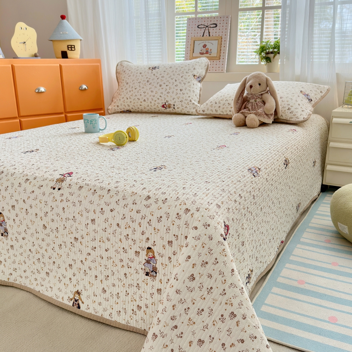 91家纺网 家纺一手货源 找家纺 云玲时尚 2026新款三角针泡芙夏被四件套系列 小红帽