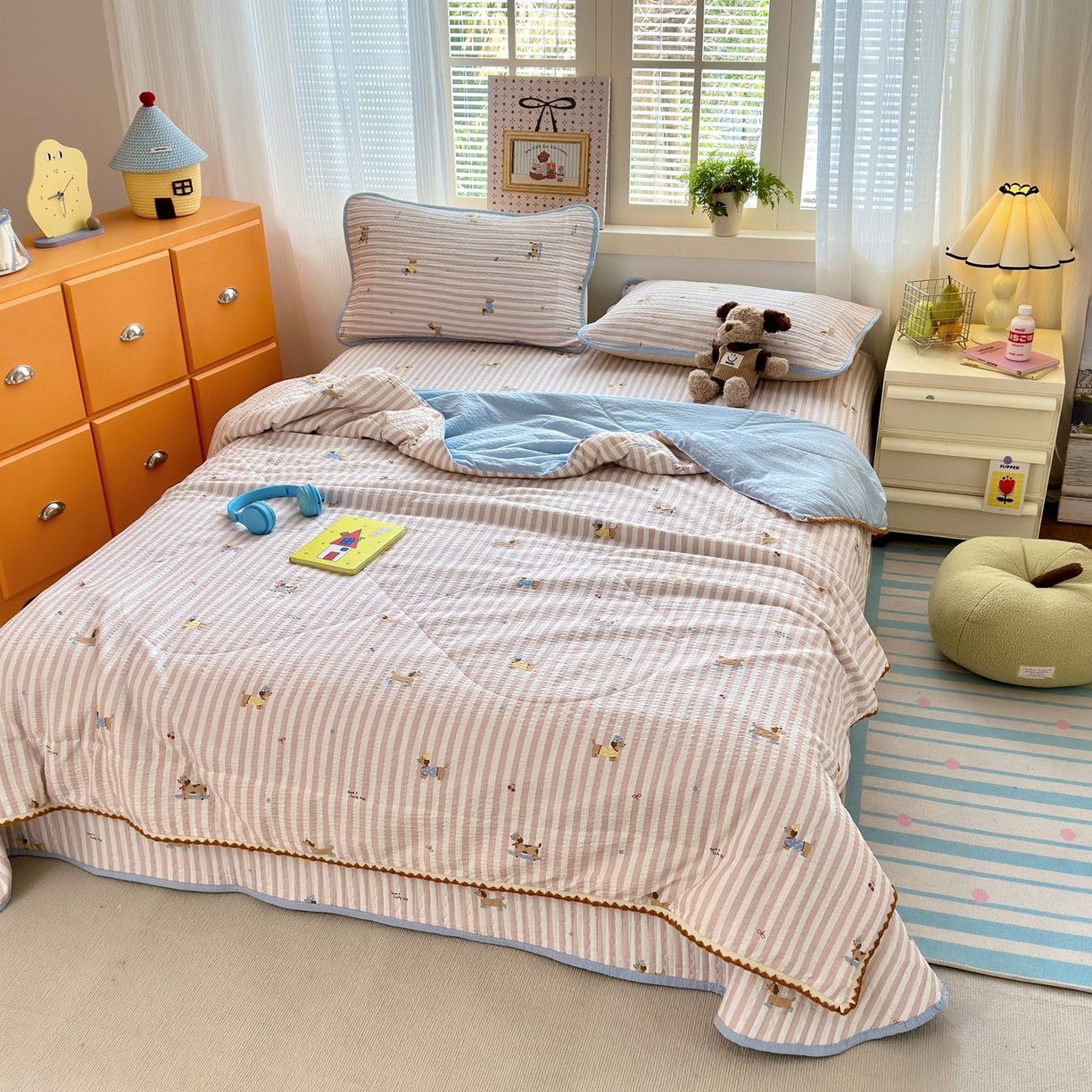 91家纺网 家纺一手货源 找家纺 云玲时尚 2026新款三角针泡芙夏被四件套系列 幸运狗