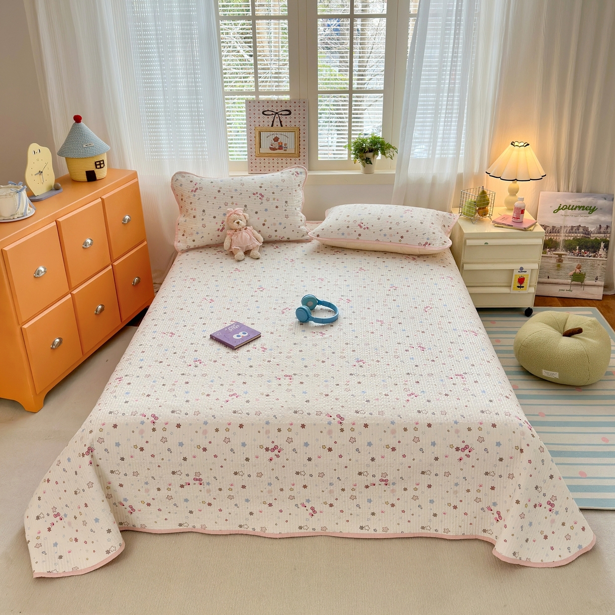 91家纺网 家纺一手货源 找家纺 云玲时尚 2026新款三角针泡芙夏被四件套系列 雪星织