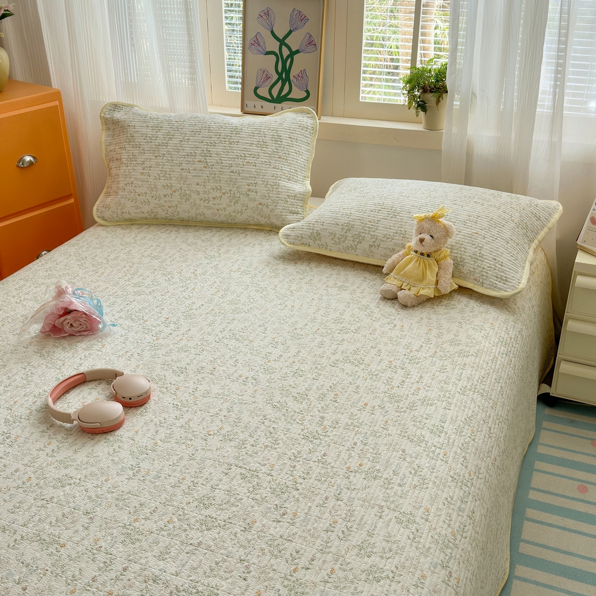 91家纺网 家纺一手货源 找家纺 云玲时尚 2026新款三角针泡芙夏被四件套系列 枝蔓