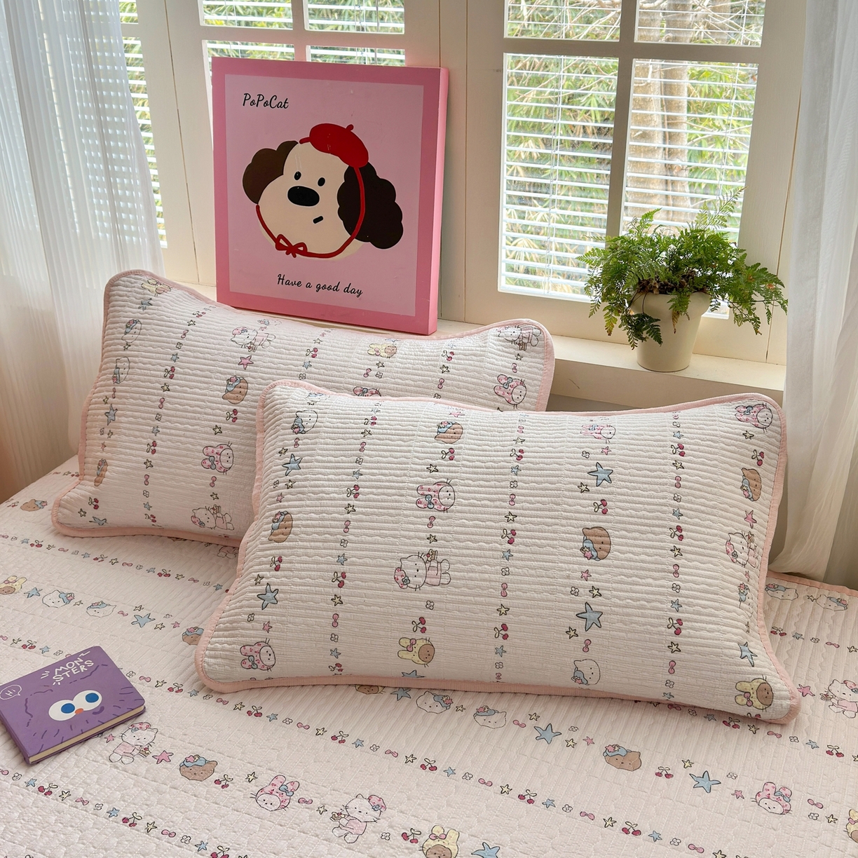 91家纺网 家纺一手货源 找家纺 云玲时尚 2026新款三角针泡芙夏被四件套系列 KITTY星愿