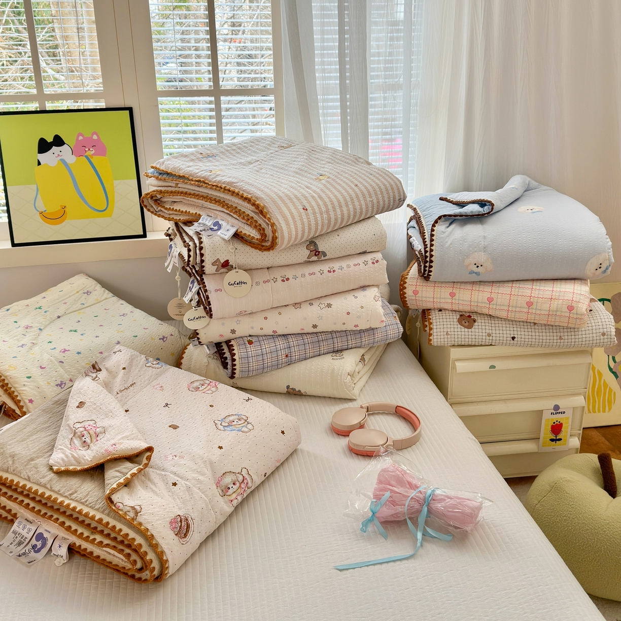 91家纺网 家纺一手货源 找家纺 云玲时尚 2026新款三角针泡芙夏被四件套系列 组合