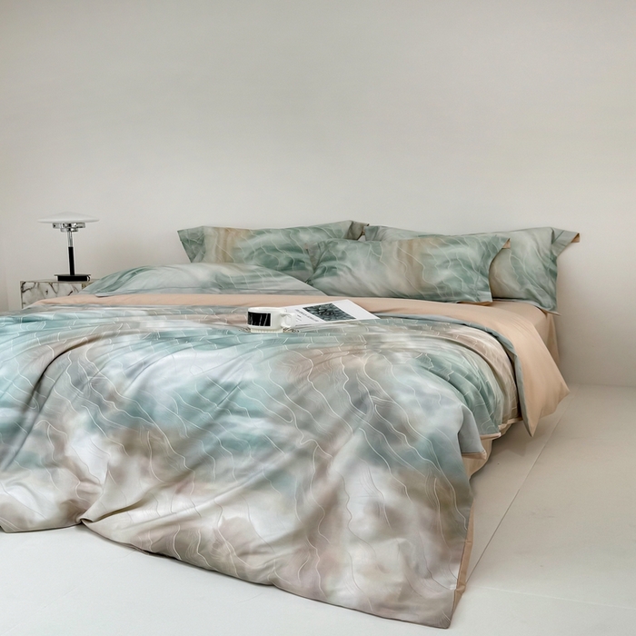 91家纺网 家纺一手货源 找家纺 金奇达家纺 2026新款茧养天丝棉四件套-【美罗拉】（标准号全网控价（折后券后）不低于 258元） 碧玉绿