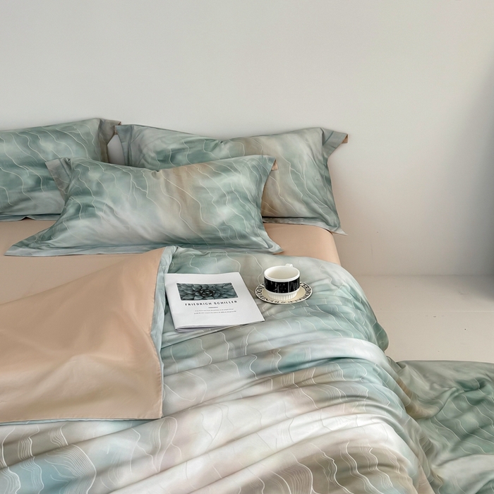 91家纺网 家纺一手货源 找家纺 金奇达家纺 2026新款茧养天丝棉四件套-【美罗拉】（标准号全网控价（折后券后）不低于 258元） 碧玉绿