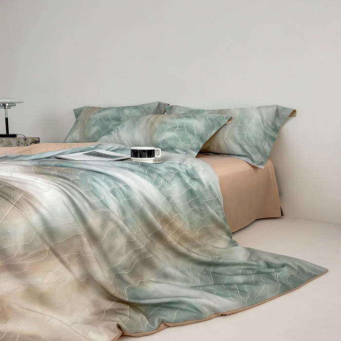 91家纺网 家纺一手货源 找家纺 金奇达家纺 2026新款茧养天丝棉四件套-【美罗拉】（标准号全网控价（折后券后）不低于 258元） 碧玉绿