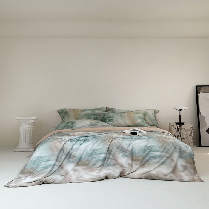 91家纺网 家纺一手货源 找家纺 金奇达家纺 2026新款茧养天丝棉四件套-【美罗拉】（标准号全网控价（折后券后）不低于 258元） 碧玉绿