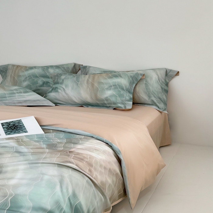 91家纺网 家纺一手货源 找家纺 金奇达家纺 2026新款茧养天丝棉四件套-【美罗拉】（标准号全网控价（折后券后）不低于 258元） 碧玉绿