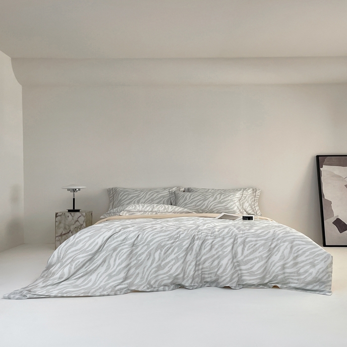 91家纺网 家纺一手货源 找家纺 金奇达家纺 2026新款茧养天丝棉四件套-【美罗拉】（标准号全网控价（折后券后）不低于 258元） 斑尼灰