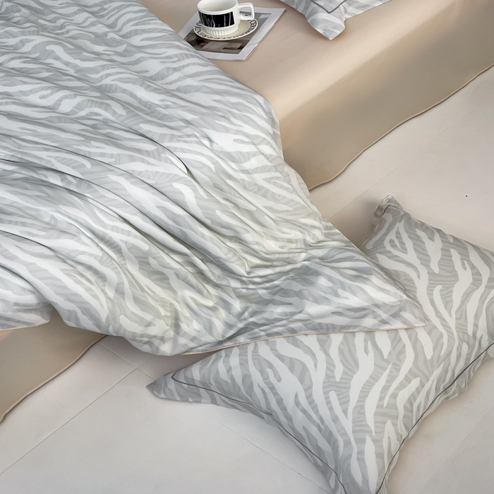 91家纺网 家纺一手货源 找家纺 金奇达家纺 2026新款茧养天丝棉四件套-【美罗拉】（标准号全网控价（折后券后）不低于 258元） 斑尼灰